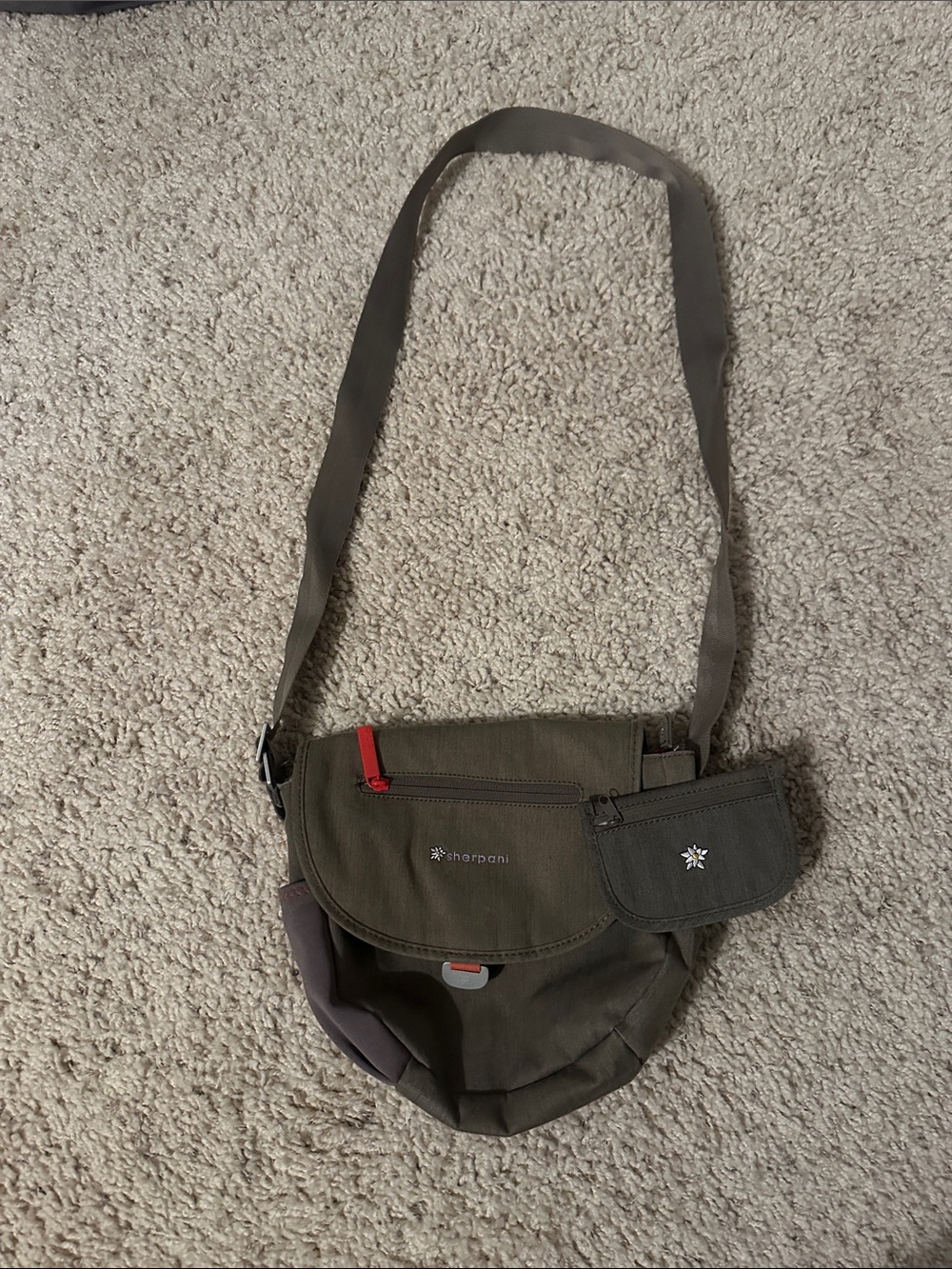 Sherpani Gray Women’s Crossbody Bag with Orange Accent